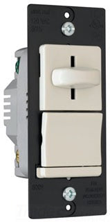 Pass & Seymour LS600PLA Dimmer Switch, 600W Incandescent 120V, 1-Pole Long Slide w/ Preset On/Off Switch - Light Almond(Box)