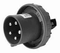 Pass & Seymour PS430P3WR Pin & Sleeve Plug Body, Front, 380/440 VAC, 30A, 3-Pole, 4-Wire, Watertight