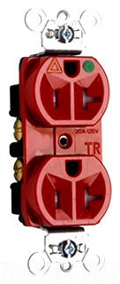 Pass & Seymour TRIG8300RED Tamper Resistant Duplex Outlet, 20A 125 VAC, 2P3W, 5-20R, Corrosion Resistant, Isolated Grounding, Hospital - Red