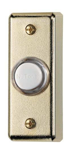 Nutone Pushbutton, Lighted Rectangular Surface Mounted Doorbell - Polished Brass