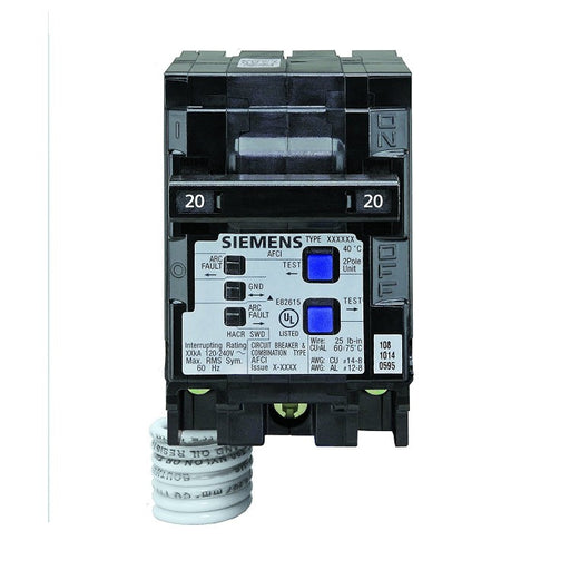 Siemens Q220AFC 20-Amp Two Pole, 120-volt Plug-On Combination AFCI Breaker