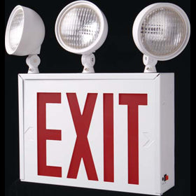Cooper Lighting RCS283LED Sure-Lites LED Exit Sign, Double Face, 3 Heads, White with Red Letters