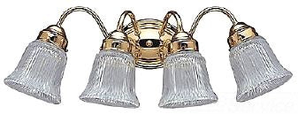 Sea Gull Lighting Bathroom Lighting, 100W, E26 Base, A19 Incandescent, 23-1/2" W x 8-1/4" H, 4-Lamp Wall Mount Light Fixture - Polished Brass
