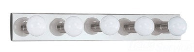 Sea Gull Lighting Bathroom Lighting, 100W, E26 Base, G25, 30" W x 4-1/4" H, 5-Lamp Wall Mount Light Fixture - Chrome