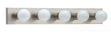 Sea Gull Lighting Bathroom Lighting, 100W, E26 Base, G25, 30" W x 4-1/4" H, 5-Lamp Wall Mount Light Fixture - Brushed Stainless