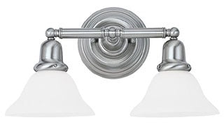 Sea Gull Lighting Bathroom Lighting, 100W, E26 Base, A19 Incandescent, 10-1/4" H, 2-Lamp Wall Mount Light Fixture - Brushed Nickel