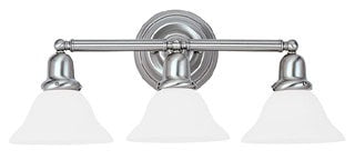 Sea Gull Lighting Bathroom Lighting, 100W, E26 Base, A19 Incandescent, 24" W x 10-1/4" H, 3-Lamp Wall Mount Light Fixture - Brushed Nickel