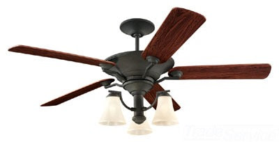 Sea Gull Lighting Ceiling Fan, 3-Speed, 5-Blade w/ Light Kit - Blacksmith w/ Teak Wood Grain Blades