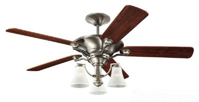 Sea Gull Lighting Ceiling Fan, 3-Speed, 5-Blade w/ Light Kit - Antique Brushed Nickel w/ Teak Wood Grain Blades