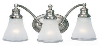 Sea Gull Lighting Bathroom Lighting, 100W, E26 Base, A19 Incandescent, 18-1/4" W x 7-3/4" H, 3-Lamp Wall Mount Light Fixture - Two Tone Nickel