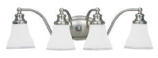 Sea Gull Lighting Bathroom Lighting, 100W, E26 Base, A19 Incandescent, 24-3/4" W x 7-3/4" H, 4-Lamp Wall Mount Light Fixture - Two Tone Nickel