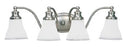 Sea Gull Lighting Bathroom Lighting, 100W, E26 Base, A19 Incandescent, 24-3/4" W x 7-3/4" H, 4-Lamp Wall Mount Light Fixture - Two Tone Nickel