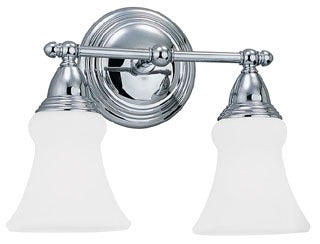 Sea Gull Lighting Bathroom Lighting, 100W, E26 Base, A19 Incandescent, 13-1/4" W x 10-1/2" H, 2-Lamp Wall Mount Light Fixture - Chrome