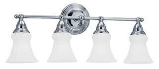 Sea Gull Lighting Bathroom Lighting, 100W, E26 Base, A19 Incandescent, 25-1/2" W x 10-1/2" H, 4-Lamp Wall Mount Light Fixture - Chrome