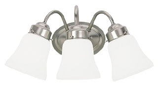 Sea Gull Lighting Bathroom Lighting, 100W, E26 Base, A19 Incandescent, 17" W x 8-1/4" H, 3-Lamp Wall Mount Light Fixture - Brushed Nickel