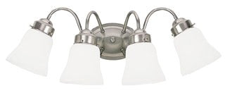 Sea Gull Lighting Bathroom Lighting, 100W, E26 Base, A19 Incandescent, 23-1/2" W x 8" H, 4-Lamp Wall Mount Light Fixture - Brushed Nickel