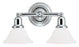 Sea Gull Lighting Bathroom Lighting, 100W, E26 Base, A19 Incandescent, 7-1/2" W x 10-1/4" H, 2-Lamp Wall Mount Light Fixture - Chrome