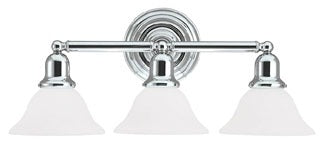 Sea Gull Lighting Bathroom Lighting, 100W, E26 Base, A19 Incandescent, 24" W x 10-1/4" H, 3-Lamp Wall Mount Light Fixture - Chrome