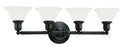 Sea Gull Lighting Bathroom Lighting, 100W, E26 Base, A19 Incandescent, 32-1/4" W x 10-1/4" H, 4-Lamp Wall Mount Light Fixture - Heirloom Bronze