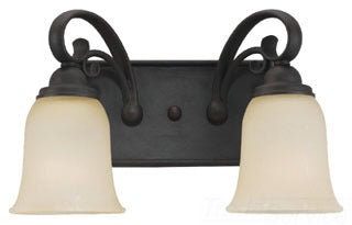 Sea Gull Lighting Bathroom Lighting, 100W, E26 Base, A19 Incandescent, 14-1/4" W x 9-1/4" H, 2-Lamp Wall Mount Light Fixture - Chestnut Bronze