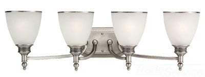 Sea Gull Lighting Bathroom Lighting, 100W, E26 Base, A19 Incandescent, 29-3/4" W x 9-1/4" H, 4-Lamp Wall Mount Light Fixture - Antique Brushed Nickel