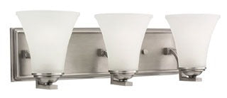 Sea Gull Lighting Bathroom Lighting, 100W, E26 Base, A19 Incandescent, 21-1/2" W x 6-3/4" H, 3-Lamp Wall Mount Light Fixture - Antique Brushed Nickel