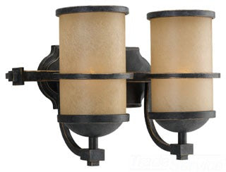Sea Gull Lighting Bathroom Lighting, 100W, E26 Base, A19 Incandescent, 16" W x 10-1/2" H, 2-Lamp Wall Mount Light Fixture - Flemish Bronze