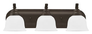 Sea Gull Lighting Bathroom Lighting, 100W, E26 Base, A19 Incandescent, 23-3/4" W x 7-3/4" H, 3-Lamp Wall Mount Light Fixture - Heirloom Bronze