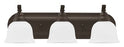 Sea Gull Lighting Bathroom Lighting, 100W, E26 Base, A19 Incandescent, 23-3/4" W x 7-3/4" H, 3-Lamp Wall Mount Light Fixture - Heirloom Bronze