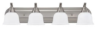 Sea Gull Lighting Bathroom Lighting, 100W, E26 Base, A19 Incandescent, 32-1/4" W x 7-3/4" H, 4-Lamp Wall Mount Light Fixture - Brushed Nickel