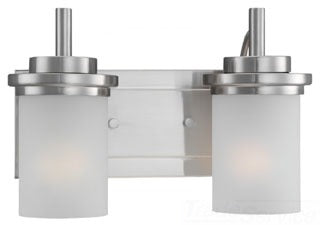 Sea Gull Lighting Bathroom Lighting, 100W, E26 Base, A19 Incandescent, 14" W x 9-1/4" H, 2-Lamp Wall Mount Light Fixture - Brushed Nickel