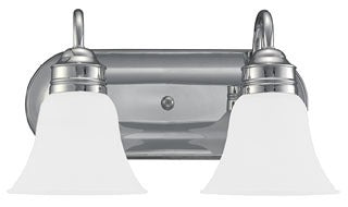 Sea Gull Lighting Bathroom Lighting, 100W, E26 Base, A19 Incandescent, 15-1/4" W x 9" H, 2-Lamp Wall Mount Light Fixture - Chrome