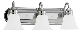 Sea Gull Lighting Bathroom Lighting, 100W, E26 Base, A19 Incandescent, 24" W x 9" H, 3-Lamp Wall Mount Light Fixture - Chrome