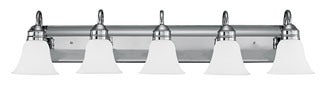 Sea Gull Lighting Bathroom Lighting, 100W, E26 Base, A19 Incandescent, 41-1/4" W x 9" H, 5-Lamp Wall Mount Light Fixture - Chrome