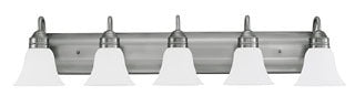 Sea Gull Lighting Bathroom Lighting, 100W, E26 Base, A19 Incandescent, 41-1/4" W x 9" H, 5-Lamp Wall Mount Light Fixture - Antique Brushed Nickel