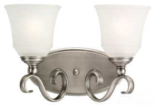Sea Gull Lighting Bathroom Lighting, 13W, GU24, Compact Fluorescent, 15-1/4" W x 10-1/2" H, 2-Lamp Wall Mount Light Fixture - Antique Brushed Nickel
