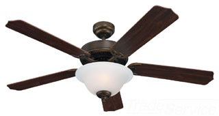 Sea Gull Lighting Ceiling Fan, 3-Speed, 5-Blade w/ Integrated Light Kit - Russet Bronze w/ Teak Wood Grain Blades