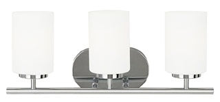 Sea Gull Lighting Bathroom Lighting, 13W, GU24, Compact Fluorescent, 20" W x 8-1/2" H, 3-Lamp Wall Mount Light Fixture - Chrome