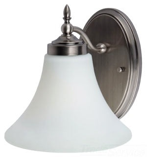 Sea Gull Lighting Bathroom Lighting, 100W, E26 Base, A19 Incandescent, 7-3/4" W x 8-1/2" H, 1-Lamp Wall Mount Light Fixture - Antique Brushed Nickel