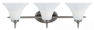Sea Gull Lighting Bathroom Lighting, 100W, E26 Base, A19 Incandescent, 27" W x 8-1/4" H, 3-Lamp Wall Mount Light Fixture - Antique Brushed Nickel