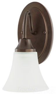 Sea Gull Lighting Bathroom Lighting, 60W, E26 Base, A19 Incandescent, 5-1/4" W x 10-1/4" H, 1-Lamp Wall Mount Light Fixture - Bell Metal Bronze