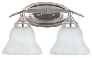 Sea Gull Lighting Bathroom Lighting, 100W, E26 Base, A19 Incandescent, 15-3/4" W x 9-1/4" H, 2-Lamp Wall Mount Light Fixture - Brushed Nickel