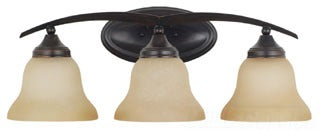 Sea Gull Lighting Bathroom Lighting, 100W, E26 Base, A19 Incandescent, 24-1/2" W x 9-3/4" H, 3-Lamp Wall Mount Light Fixture - Burnt Sienna