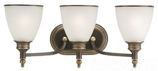 Sea Gull Lighting Bathroom Lighting, 100W, E26 Base, A19 Incandescent, 21-1/2" W x 9-1/4" H, 3-Lamp Wall Mount Light Fixture - Estate Bronze