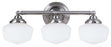 Sea Gull Lighting Bathroom Lighting, 60W, E26 Base, A19 Incandescent, 23-1/4" W x 10" H, 3-Lamp Wall Mount Light Fixture - Brushed Nickel