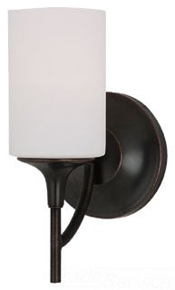 Sea Gull Lighting Bathroom Lighting, 100W, E26 Base, A19 Incandescent, 5-1/2" W x 11-1/4" H, 1-Lamp Wall Mount Light Fixture - Burnt Sienna