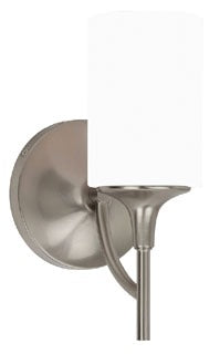 Sea Gull Lighting Bathroom Lighting, 100W, E26 Base, A19 Incandescent, 5-1/2" W x 11-1/4" H, 1-Lamp Wall Mount Light Fixture - Brushed Nickel