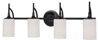 Sea Gull Lighting Bathroom Lighting, 100W, E26 Base, A19 Incandescent, 31" W x 11-1/4" H, 4-Lamp Wall Mount Light Fixture - Burnt Sienna