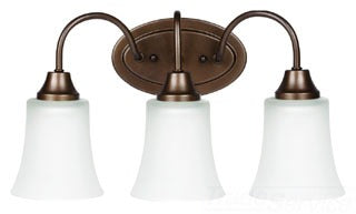 Sea Gull Lighting Bathroom Lighting, 13W, GU24, Compact Fluorescent, 17-3/4" W x 9-3/4" H, 3-Lamp Wall Mount Light Fixture - Bell Metal Bronze