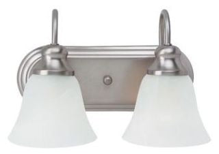 Sea Gull Lighting Bathroom Lighting, 100W, E26 Base, A19 Incandescent, 12-1/2" W x 8-1/4" H, 2-Lamp Wall Mount Light Fixture - Brushed Nickel